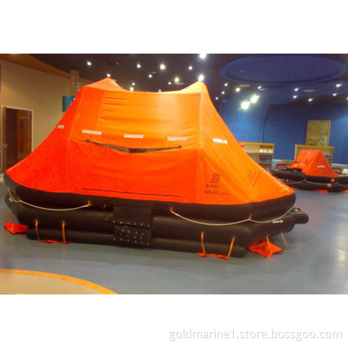 Throw-overboard inflatable life raft